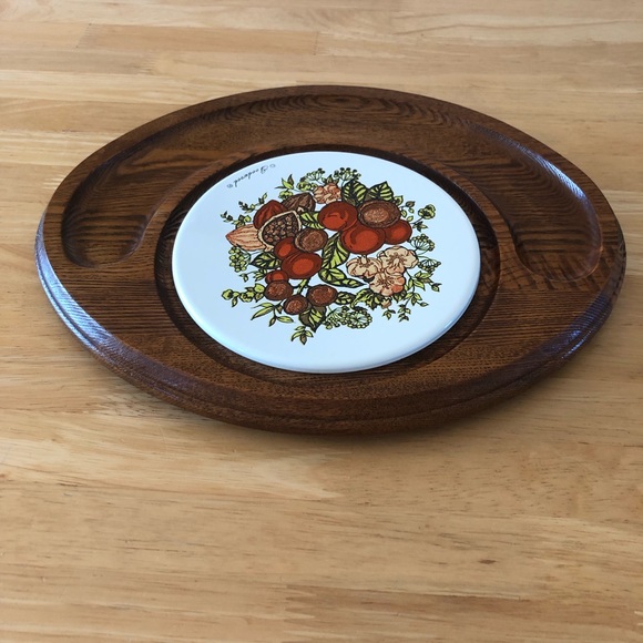 Vintage Goodwood Ceramic Wood Charcuterie Cheese Board Tray Serveware platter - Picture 3 of 11